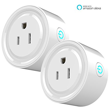 Smart Plug Mini Outlet, Works with Amazon Alexa Echo, No Hub Required, WiFi Wireless Energy Monitoring, Remote Control Light Switch Socket, White Kuled (Smart plug 2pack)