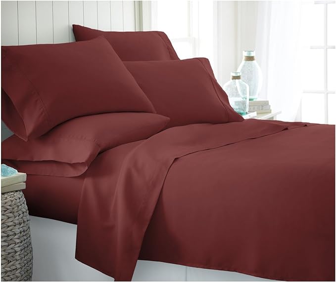 Linen Market 6 Piece Bed Sheet Set, Burgundy, Twin XL