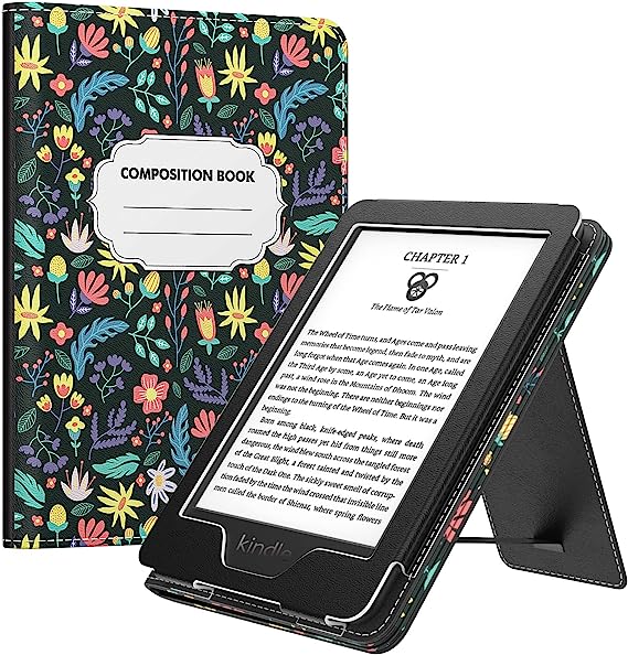 MoKo Case Fits All-New 6" Kindle(11th Generation, 2022 Release)/ Kindle(10th Gen,2019)/Kindle(8th Gen, 2016), Ultra Lightweight PU Shell Cover with Auto Wake/Sleep for Kindle 2022, Colorful Flowers