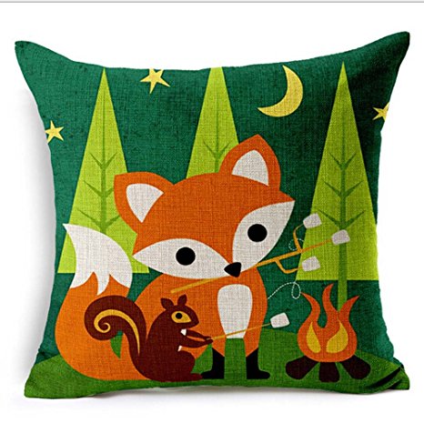 Fox animals Oil Painting Cotton Linen Throw Pillow Case Cushion Cover Home Sofa Decorative 18 X 18 Inch (5)
