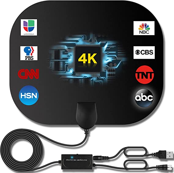 TV Antenna, Amplified HD Digital Antenna for TV Long 380  Miles Range 360° Full Signal Reception 4K 1080p Fire tv Stick & All Older TVs, Amplifier Signal Booster for Local Channels w/ 17ft Coax Cable