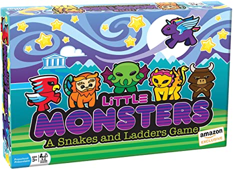 Little Monsters – A Snakes and Ladders Game (Amazon Exclusive) – No Reading Required – Preschool Board Game for Ages 3 and up by Outset Media