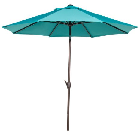 Abba Patio 9 Ft Outdoor Table Aluminum Patio Umbrella with Auto Tilt and Crank 8 Ribs Turquoise