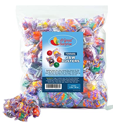 Jawbusters Jawbreakers - Jaw Busters Ferrara Candy - Medium Size - Individually Wrapped Candy, 3LB Party Bag, Bulk Candy, Family Size