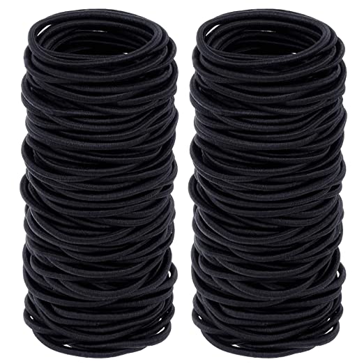 Black Hair Ties, Shynek 200Pcs Bulk Hair Ties Elastics Hair Bands Small Hair Ties (3mm)