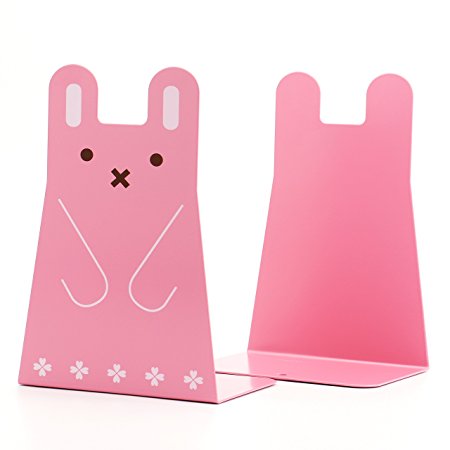 Fasmov Rabbit Bookends Nonskid Bookends,1 Pair(Pink)