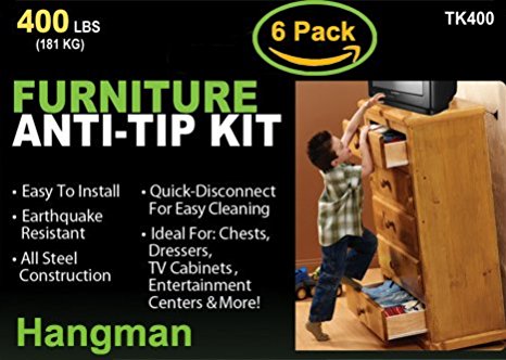 Hangman Anti-Tip Kit to Prevent Furniture Falling-Steel (TK-400-6)