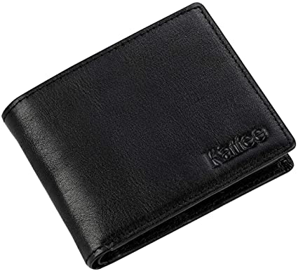 Kattee Wallet Genuine Leather RFID Blocking Bi-fold Credit Card Holder Slim Minimalist Wallets for Men Gift Box