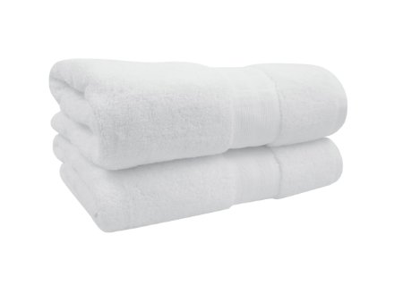 1888 Mills Organic Cotton Bath Towel, 30 by 54-Inch, White, Set of 2