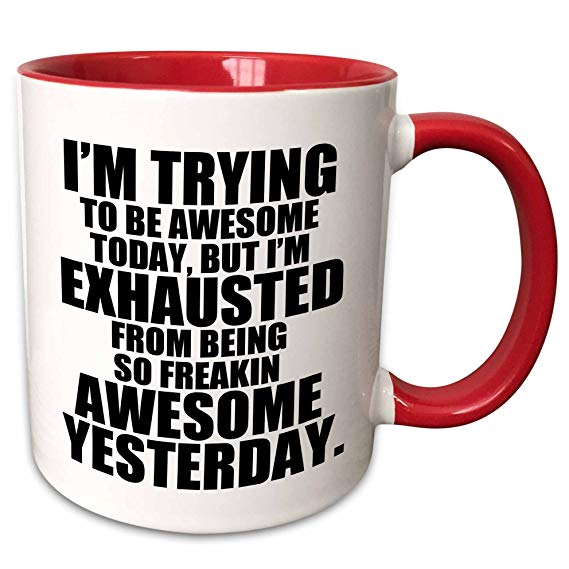 3dRose 193461_5 I'm I'm Trying To Be Awesome Today Black Two Tone Mug, 11 oz,