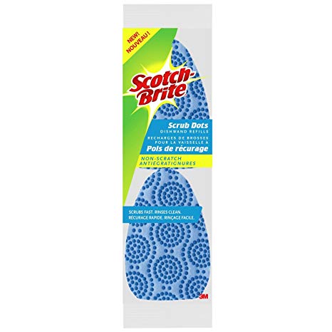 Scotch-Brite Dishwand Refill, 2 Pack, Non Scratch Scrub Dots, Rinses Clean, Replacement Dish Brush Head