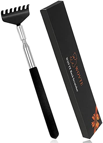 Back Scratcher, WOVTE Black Portable Extendable Stainless Steel Telescoping Back Massager for Adults Men Women Itch Relief (7.87 to 26.77 Inch)