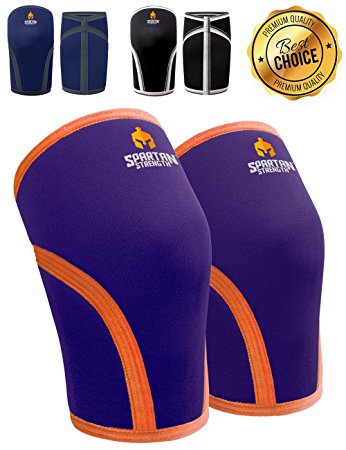 Knee Sleeves SPARTAN STRENGTH (Pair) Support & Compression for Weightlifting, Powerlifting & Squats Heavy Duty 7mm Neoprene