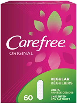 Carefree Original Panty Liners, Regular, Unscented, 60 Count, Pack of 8