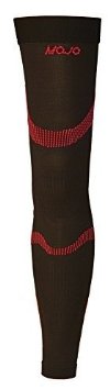 MoJo Sports Full Leg Support & Recovery Compression Thigh Sleeve - Treat Hamstring and Quad Injuries - Hamstring Compression Sleeve - Running Compression Thigh Sleeve - Reduce Cramping increase recovery (Large, Black Red)
