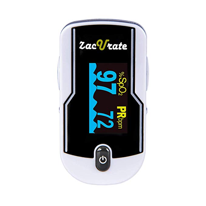Zacurate 500E Premium Fingertip Pulse Oximeter Oximetry Blood Oxygen Saturation Monitor with Silicon Cover, Batteries and Lanyard