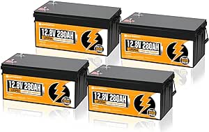 ECO-WORTHY 48V 280Ah (4 Packs) LiFePO4 Lithium Battery, 6000  Deep Cycles, 14.34kWh Energy, for RV, Off-Grid, Solar Power System, Home Backup, UPS, Marine