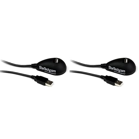 StarTech.com 5ft USB 2.0 Extension Cable - Male to Female - 5 ft USB A to A Extension Cord for Laptop, Desktop, Tablet, Webcam & More (USBEXTAA5DSK), Black (Pack of 2)