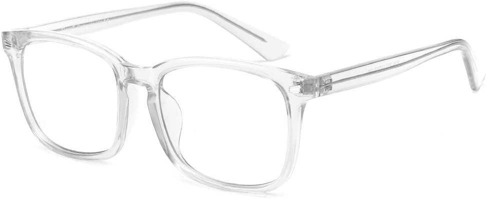 Cyxus Acetate Blue Light Filter Thick Computer Glasses, Blocking UV [Anti Eye Eyestrain Headache] Lens Gaming Glasses, Unisex (Men/Women) （8582T34，Crystal