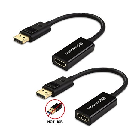 Cable Matters 2-Pack, Gold Plated DisplayPort to HDMI Male to Female Cable Adapter