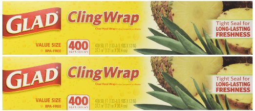 Glad Cling Plastic Wrap, 400-sq ft Roll 2PK