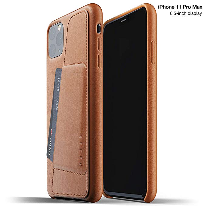 Mujjo Full Leather Wallet Case for Apple iPhone 11 Pro Max | 2-3 Card Holder Pocket | Premium Soft Supple Leather, Unique Natural Aging Effect (Tan)