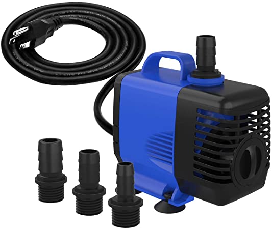 Knifel Submersible Pump 475GPH Ultra Quiet with Dry Burning Protection 6.5ft High Lift for Fountains, Hydroponics, Ponds, Aquariums & More………