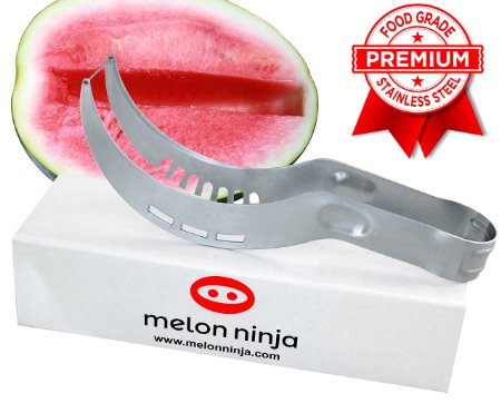 MELON NINJA Deluxe Stainless Steel Watermelon Slicer Corer Cutter Knife and Server