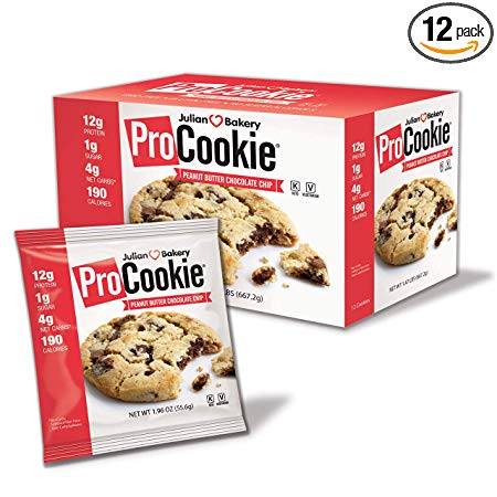 ProCookie Peanut Butter Chocolate Chip (4 Net Carbs)(Gluten-Free)(Grain-Free) (12 Keto Cookies)