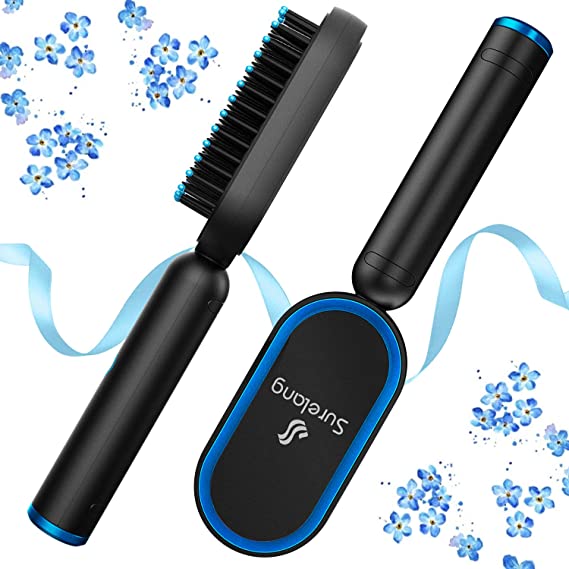 Hair Straightener Brush, Ionic Hair Straightener Brush, Upgraded Straightening Brush Comb with 3 Temp Settings, 30s Fast Heating & Anti-Scald Portable Hot Air Brush for Home and Travel