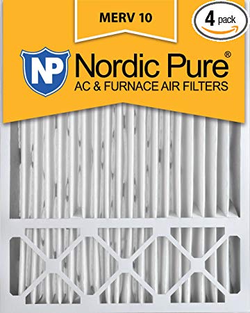 Nordic Pure 20x25x5 (4-3/8 Actual Depth) Lennox X6673 Replacement MERV 10 Pleated AC Furnace Air Filter, Box of 4