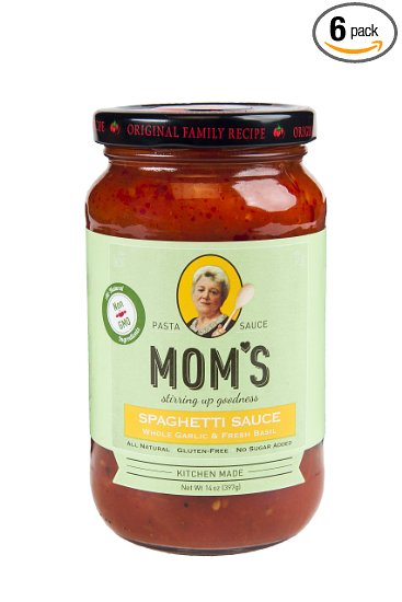 Mom's Pasta Sauce,  Garlic & Basil, 14 Ounce (Pack of 6)