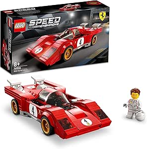 LEGO 76906 Speed Champion 1970 Ferrari 512 M, Coche de Carreras de Juguete para Niños, Deportivo Rojo con Mini Figura de Conductor, Colección 2022