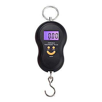Smileto 40kg x 10g Potable Handy Pocket Luggage Fishing Scale with Built in Thermometer For Travel/Hanging Luggage/Fishing Hook/Pocket Food Diet (Black)