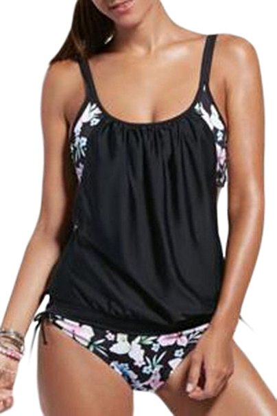 Dokotoo Womens Stripes Lined Up Double Up Tankini Top Bikini Swimwear