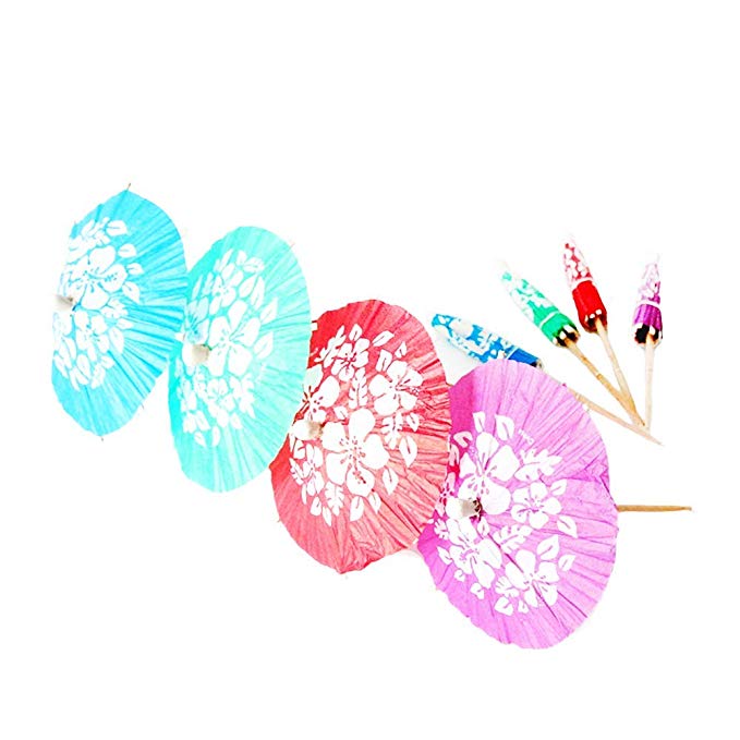100 Pcs 4 Inch One-off Chinese style Umbrella Parasol Cocktail Picks, Cupcake Toppers
