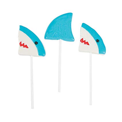 Shark Character Lollipops (12 Pack) Mixed-fruit Flavored Suckers