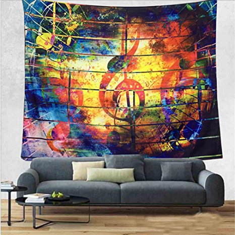 DIPPERION Colorful Music Tapestry Ethnic Musical Note Tapestry Wall Hanging Psychedelic Bohemian Mandala Wall Tapestry Decor for Bedroom Living Room Dorm