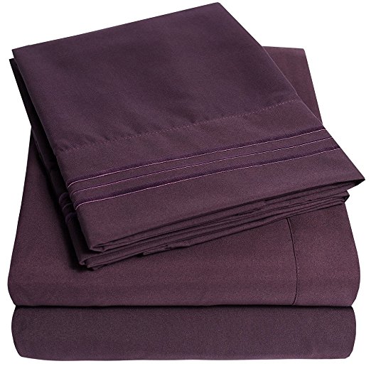 1500 Supreme Collection Extra Soft Full Sheets Set, Purple - Luxury Bed Sheets Set With Deep Pocket Wrinkle Free Hypoallergenic Bedding, Over 40 Colors, Full Size, Purple