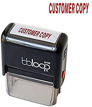 BBloop Stamp"Customer Copy" Self-Inking. Rectangular. Laser Engraved. RED