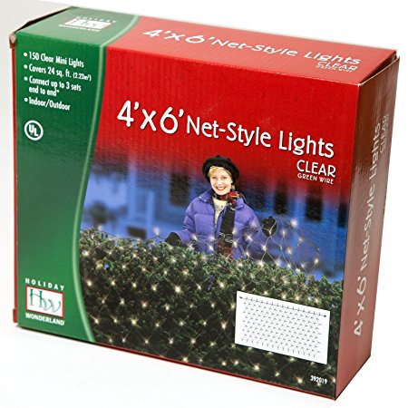 Holiday Wonderland 150-Count Clear Christmas Lights Net Light/ Tree Wrap 4x6 Feet