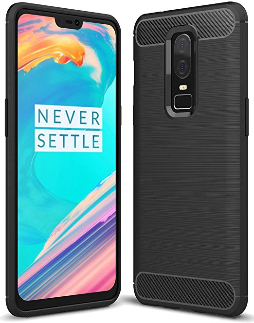 OnePlus 6 case, Sucnakp TPU Shock Absorption Technology Raised Bezels Protective Case Cover for OnePlus 6 smartphone (Black)