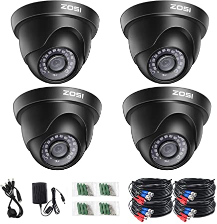 ZOSI 4 Pack 2.0 Megapixel HD 1080P 1920TVL HD-TVI Indoor Outdoor Dome Security Surveillance CCTV Camera Kit for 720P/1080N/1080P/5MP/4K HD-TVI, AHD, CVI Analog DVR