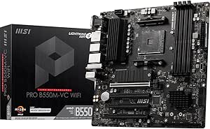 MSI Pro B550M-VC Carte mère WiFi ProSeries AMD AM4, DDR4, PCIe 4.0, SATA 6 Go/s, M.2, USB 3.2 Gen 2, HDMI/DP, Wi-FI, mATX