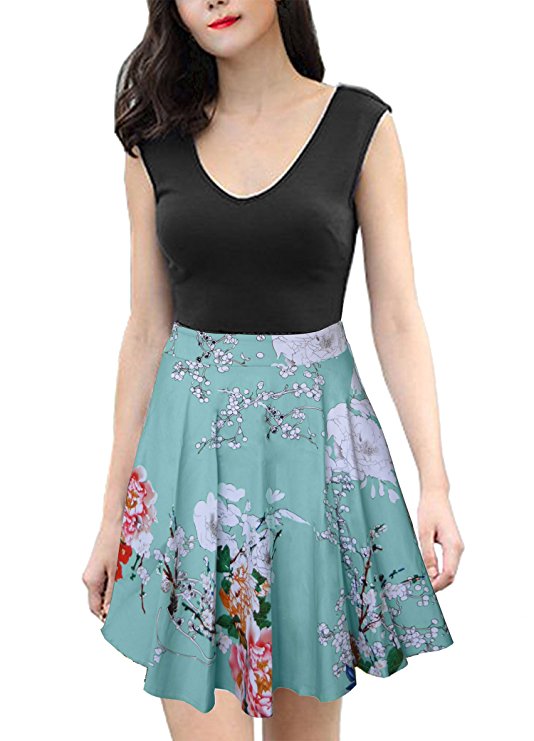 IVVIC Women's Casual Floral Sleeveless Cocktail Party Mini Dress