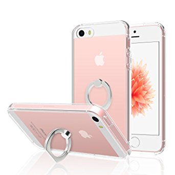 JETech iPhone SE 5s 5 Case [Ring Holder Kickstand] Bumper Case Shock-Absorption and Anti-Scratch Clear Back for Apple iPhone SE / 5s / 5 (HD Clear) - 3447A