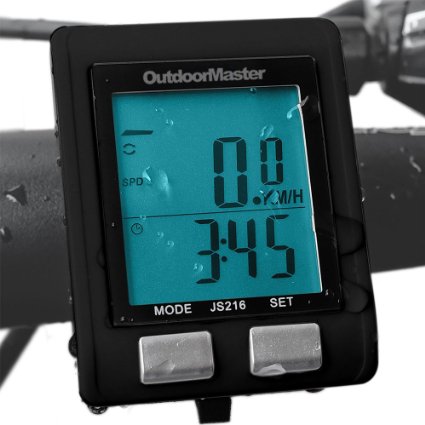 Outdoormaster Wireless Bike Computer, Waterproof Multifunction Cycling Speedometer With Backlit Display