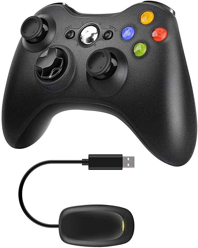 JAMSWALL Xbox 360 Wireless Controller 2.4GHZ Gamepad with Receiver, Dual Vibration Enhanced Game Controller for for Microsoft Xbox & Slim 360 PC Windows 7,8,10 & PS3