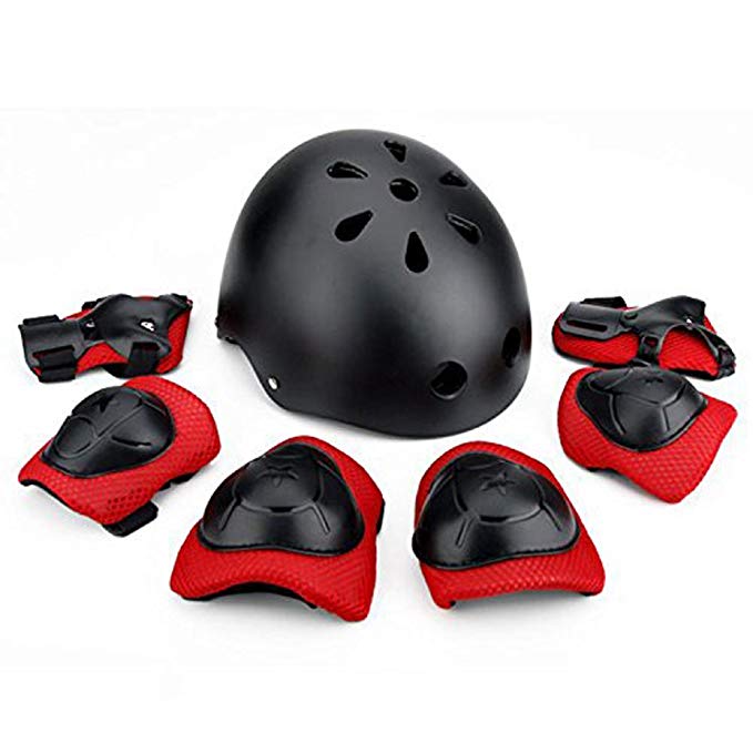 Children Sport Protective Set Including Knee Pads, Elbow Support Pads, Wrist Guards Protective Gear with Protection Helmet