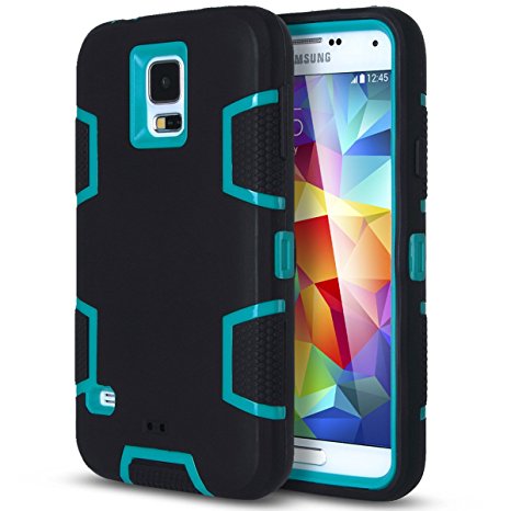 S5 Case, ULAK Samsung Galaxy S5 Case Rugged Hybrid Rubber Protective Hard Case Cover for Samsung Galaxy S5 S V i9600 with Screen Protector (Blue   Black)